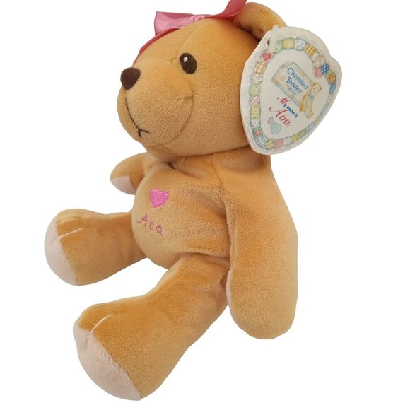 Ava Teddy Bear Cherished Teddies Sitting Plush Pink Ribbon Enesco 8 Inch 597317 - Picture 3 of 14